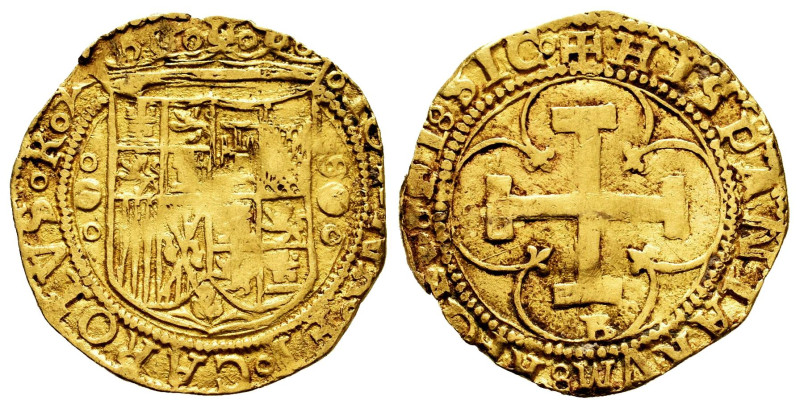 Charles-Joanna (1504-1555). 1 escudo. ND (1543-55). Burgos. (Cal-173). (Tauler-4...