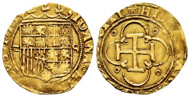 Charles-Joanna (1504-1555). 1 escudo. ND (ca. 1550). Sevilla. (Cal-199). (Tauler-21). Au. 3,25 g. Shield between "square d" and S. Reverse legend ends...