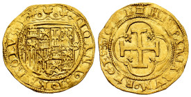 Charles-Joanna (1504-1555). 1 escudo. ND (ca. 1543). Sevilla. (Cal-197). (Tauler-25e similar). Anv.: IOANA · ET · KAROLVS . Rev.: HISPANIARVM · REGES ...