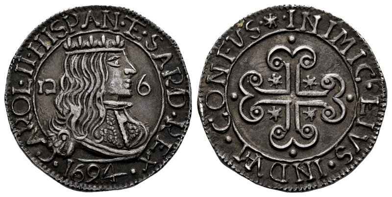 Charles II (1665-1700). 2 1/2 reales. 1694. Cagliari. Sardegna Regno. (Vti-233)....