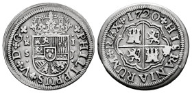 Philip V (1700-1746). 1 real. 1720. Sevilla. J. (Cal-644). Ag. 2,74 g. Very rare date. A few specimens known. Choice VF/VF. Est...600,00. 

Spanish ...