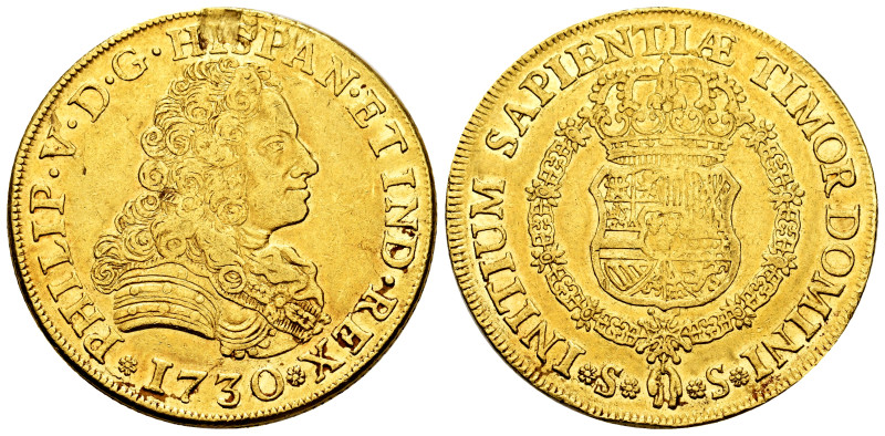 Philip V (1700-1746). 8 escudos. 1730. Sevilla. (Cal-2305). (Cal onza-528). Au. ...