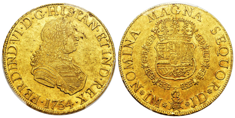 Ferdinand VI (1746-1759). 8 escudos. 1754. Lima. JD. (Cal-767). (Cal onza-581). ...