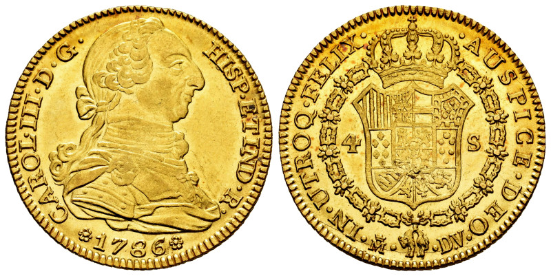 Charles III (1759-1788). 4 escudos. 1786/2. Madrid. DV. (Cal-1791 var). Au. 13,5...