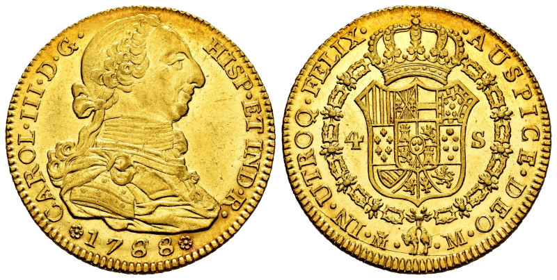 Charles III (1759-1788). 4 escudos. 1788. Madrid. M. (Cal-1795). Au. 13,54 g. Ha...