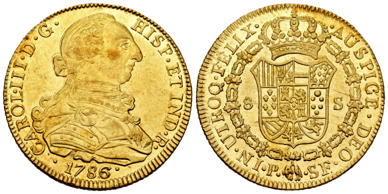 Charles III (1759-1788). 8 escudos. 1786. Popayan. SF. (Cal-2055). (Cal onza-822...