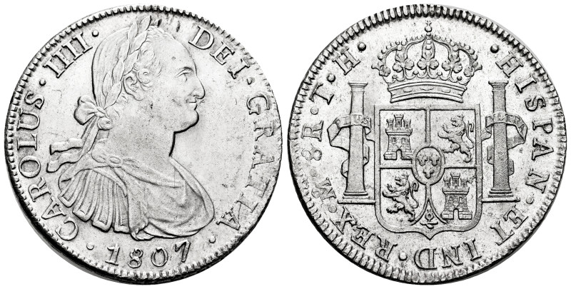 Charles IV (1788-1808). 8 reales. 1807. Mexico. TH. (Cal-986). Ag. 26,99 g. Most...