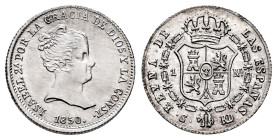 Elizabeth II (1833-1868). 1 real. 1850. Sevilla. RD. (Cal-318). Ag. Plenty of original luster. Magnificent piece. Slabbed by NGC as MS 65. Only 2 fine...