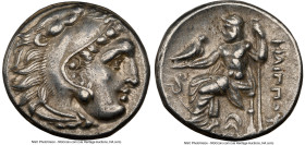 MACEDONIAN KINGDOM. Philip III Arrhidaeus (323-317 BC). AR drachm (17mm, 11h). NGC Choice XF. Lampsacus. Head of Heracles right, wearing lion skin hea...