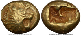 LYDIAN KINGDOM. Alyattes or Walwet (ca. 610-546 BC). EL third-stater or trite (13mm, 4.69 gm). NGC Choice VF 5/5 - 4/5. Lydo-Milesian standard, Sardes...