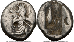 ACHAEMENID PERSIA. Xerxes II-Artaxerxes II (ca. 5th-4th centuries BC). AR siglos (16mm). NGC VF, punch marks, countermark. Lydo-Milesian standard. Sar...