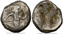 ACHAEMENID PERSIA. Xerxes II-Artaxerxes II (ca. 5th-4th centuries BC). AR siglos (15mm). NGC Choice Fine, punch mark, countermark. Lydo-Milesian stand...
