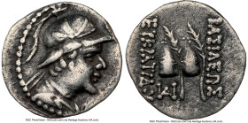 BACTRIAN KINGDOM. Eucratides I (ca. 170-145 BC). AR obol (11mm, 11h). NGC Choice VF, edge scuff. Diademed, draped bust of Eucratides I right, wearing ...