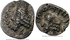 PERSIS KINGDOM. Vadfradad (Autophradates) V (1st-2nd cent AD). AR obol (10mm, 8h). NGC Choice XF. Bearded, draped bust of Autophradates V left, wearin...