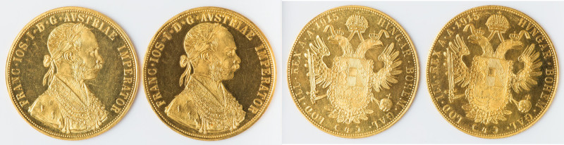 Franz Joseph I Pair of Uncertified gold Restrike 4 Ducats 1915 UNC, Vienna mint,...