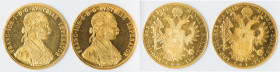 Franz Joseph I Pair of Uncertified gold Restrike 4 Ducats 1915 UNC, Vienna mint, KM2276, Fr-488. Sold as is, no returns. HID09801242017 © 2024 Heritag...