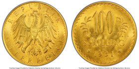 Republic gold Prooflike 100 Schilling 1931 PL64 PCGS, Vienna mint, KM2842, Fr-520. HID09801242017 © 2024 Heritage Auctions | All Rights Reserved