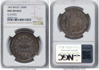 Pedro II Pair of Certified 2000 Reis NGC, 1) Pedro II 2000 Reis 1852 - UNC Details (Cleaned), KM462 2) Pedro II 2000 Reis 1888 - AU Details (Cleaned),...
