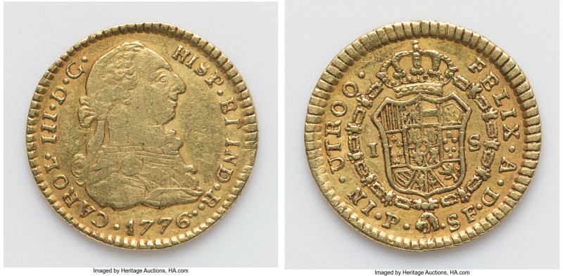 Charles III gold Escudo 1776 P-SF Good VF, Popayan mint, KM48.2, Fr-42, Cal-1419...