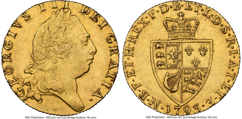 George III gold Guinea 1793 AU53 NGC, KM609, S-3729. HID09801242017 © 2024 Herit...