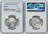 British India. Victoria Rupee 1840-(b & c) MS62 NGC, Calcutta mint, KM458.1. HID09801242017 © 2024 Heritage Auctions | All Rights Reserved