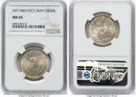Reza Shah 2000 Dinars AH 1306 (1927) MS65 NGC, KM1104. HID09801242017 © 2024 Heritage Auctions | All Rights Reserved