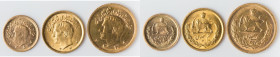 Muhammad Reza Pahlavi 3-Piece Lot of Uncertified gold Pahlavi Issues UNC, 1) 1/4 Pahlavi SH 1355 (1976). Tehran mint, KM1198. 16.6mm. 2.07gm 2) 1/2 Pa...