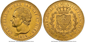 Sardinia. Carlo Felice gold 80 Lire 1824 (Eagle)-L AU53 NGC, Turin mint, KM123.1, Fr-1132. HID09801242017 © 2024 Heritage Auctions | All Rights Reserv...