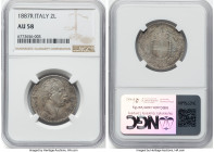 Umberto I 2 Lire 1887-R AU58 NGC, Rome mint, KM23. HID09801242017 © 2024 Heritage Auctions | All Rights Reserved