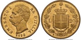Umberto I gold 20 Lire 1890-R MS64 NGC, Rome mint, KM21. HID09801242017 © 2024 Heritage Auctions | All Rights Reserved