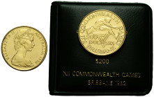 Elizabeth II. 1952-2022 200 Dollars 1982, Royal Australian Mint. 24.00 mm. Gold 0.916. XII COMMONWEALTH GAMES BRISBANE 1982. 10.00 g. Vorzüglich / Ext...