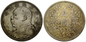 Kaiserreich / Empire
 Dollar / Yuan Year 3 (1914). 39.0 mm. Silber / Silver. Fat man dollar. Yuan Shih-kai. Mit Punze / With hallmark. KM-Y-329. 26.7...