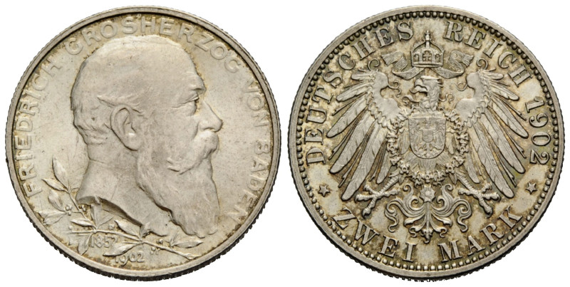 Kaiserreich / Empire Baden, Grossherzogtum
Friedrich I. 1852-1907 2 Mark 1902. ...