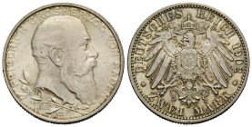 Kaiserreich / Empire Baden, Grossherzogtum
Friedrich I. 1852-1907 2 Mark 1902. 11.1 g. 28.0 mm. Silber / Silver 0.900. KM 271. Vorzüglich / Extremely...