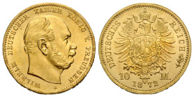 Kaiserreich / Empire Preussen, Königreich
Wilhelm I. 1861-1888 10 Mark 1872 A, Berlin. 19.5 mm. Gold 0.900. KM 502. 3.98 g. Vorzüglich / Extremely fi...