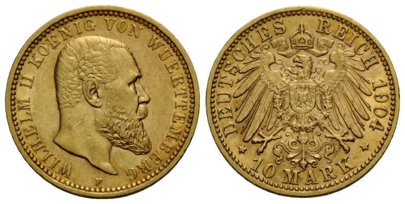 Kaiserreich / Empire Württemberg, Königreich
Wilhelm II. 1891-1918 10 Mark 1904...