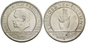 Weimarer Republik / Weimar Republic
 5 Reichsmark 1929 G, Karlsruhe. 36.0 mm. Silber / Silver 0.500. KM 64. 25.00 g. Sehr schön +/ Very fine +.