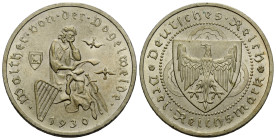 Weimarer Republik / Weimar Republic
 3 Mark 1930 A. 30.0 mm. Silber / Silver. KM69. 15.00 g. Sehr schön + / very fine +.