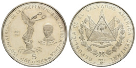 Republik, seit 1841 5 Colones 1971. 29.8 mm. Silber / Silver 0.999. 150. Jahrestag der Unabhängigkeit / 150th anniversary of independence. KM 142. 11....