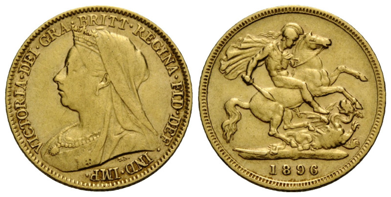 Königreich / Kingdom
Victoria, 1837-1901 1/2 Sovereign 1896. 19.1 mm. Gold 0.91...