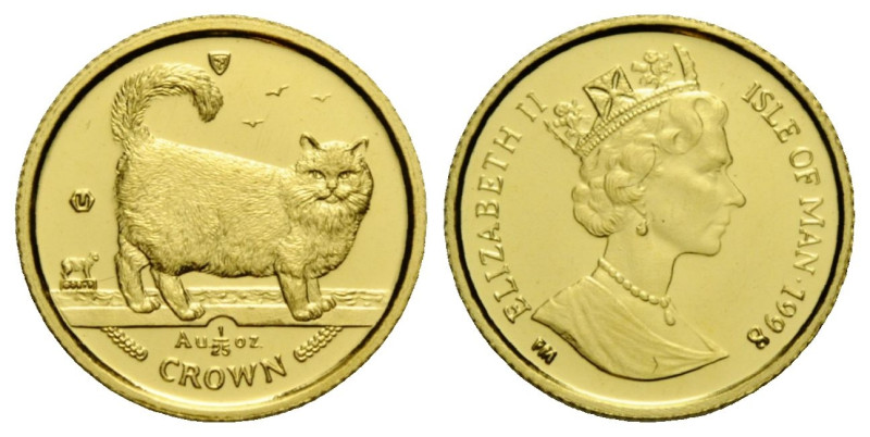 Elizabeth II. 1952-2022 1/25 Crowns 1998. 13.9 mm. 1.24 g. 1/25 oz. Gold 0.999. ...