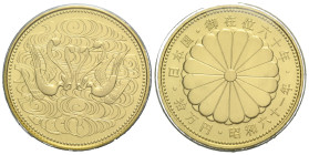 Hirohito, 1926-1989 100000 Yen 61-62 (1986-1987). 30.0 mm. Gold 0.999. 60. Jahrestag der Herrschaft von Kaiser Showa / 60th Anniversary of the Reign o...