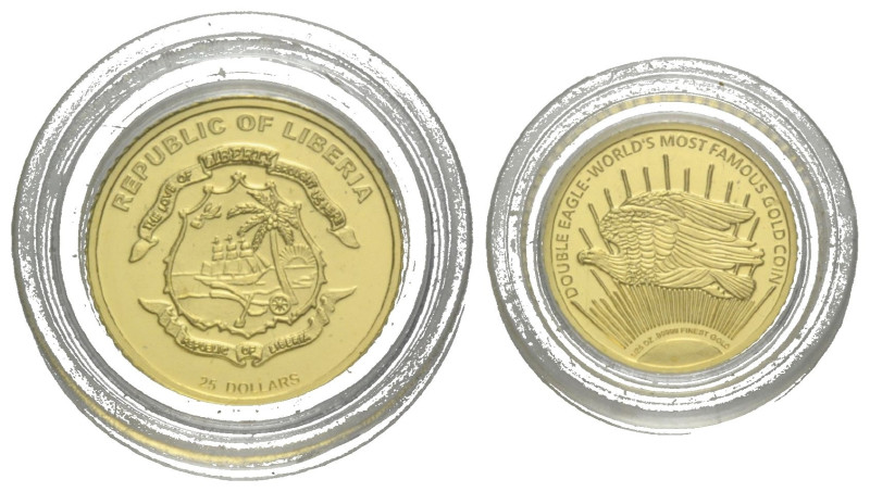 Republik, seit / Republic since1874 25 Dollars 2005. 13.92 mm. Gold 0.999. Doubl...