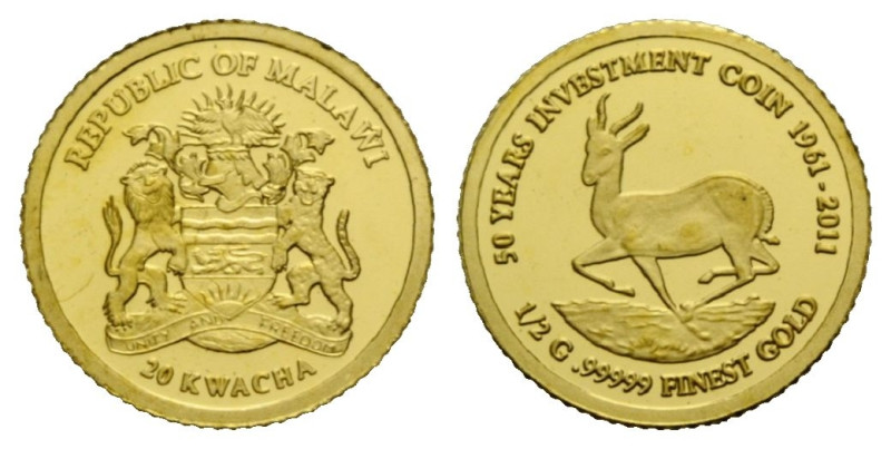 Republik, seit 1964
 20 Kwacha 2011. 11.0 mm. Gold 0.999. 50th Anniversary of t...