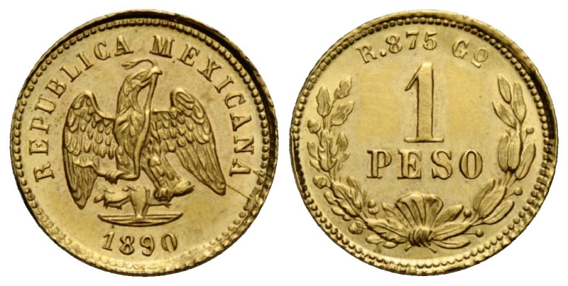 Zweite Republik, 1867-1905 / Second Republic, 1867-1905 1 Peso 1890. 14.4 mm. Go...