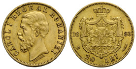 Carol I. 1866-1914 20 Lei 1883. 21.0 mm. Gold 0.900. Friedberg 3 . 6.45 g. Sehr schön + / very fine +.