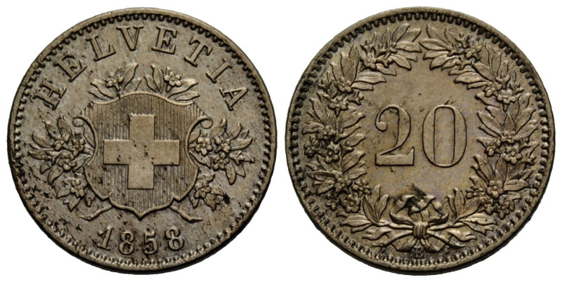 Eidgenossenschaft / Confederation Bundesmünzen / Federal Coins
 20 Rappen 1858 ...