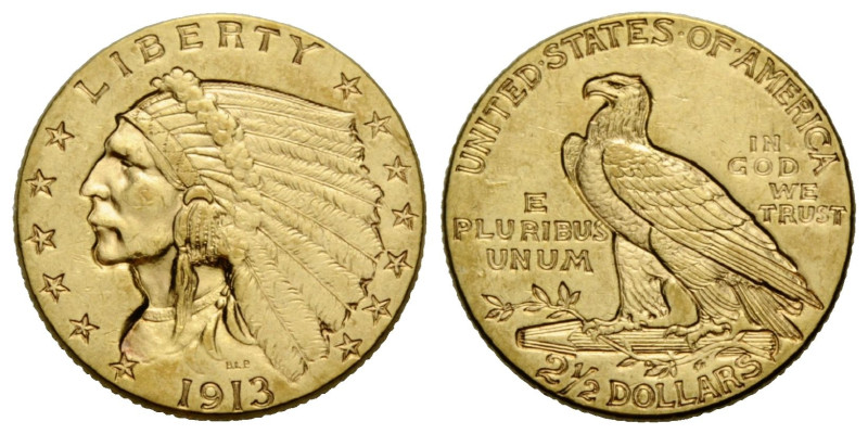 Federal republic (1776-date)
 2 1/2 Dollars 1913. 18.0 mm. Gold 0.900. Indian H...