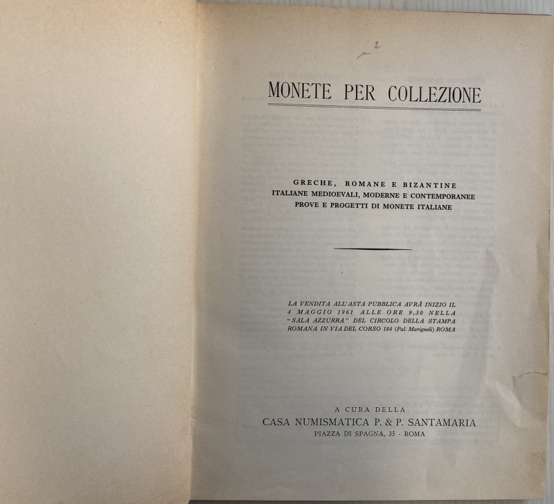 Santamaria P.P. Monete per Collezione. Greche, Romane e Bizantine Italiane Medio...