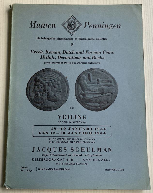 Schulman J. Munten en Penningen Greek, Roman, Dutch and Foreign Coins, Medals, D...